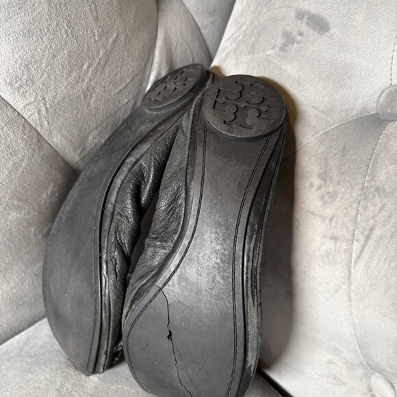 Tory Burch Eddie Bow Ballet Flats Black Leather Crystal – Women’s - Picture 4 of 5